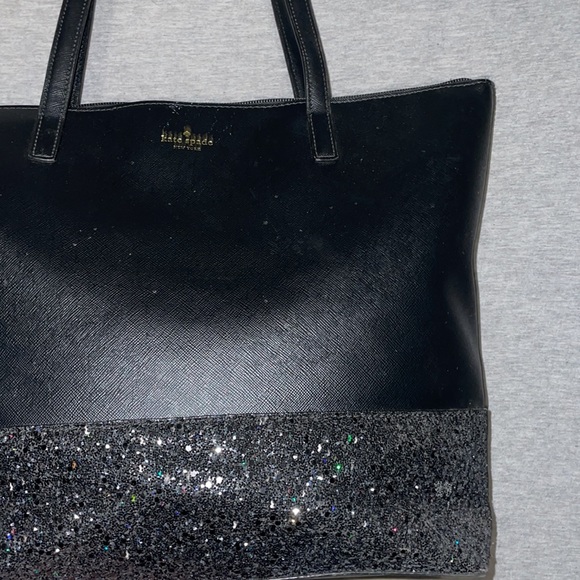 Kate Spade Black Greta Court Glitter Shoulder Tote Bag - Picture 2 of 10